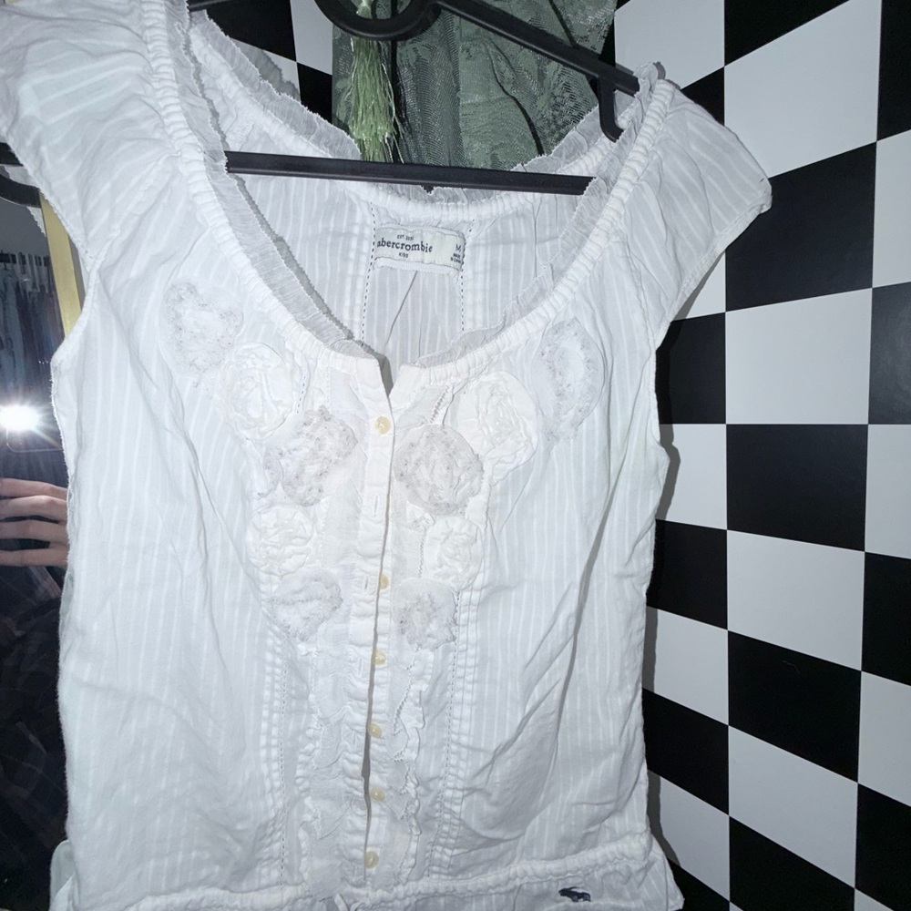 Abercrombie Kids White Ruffle Blouse